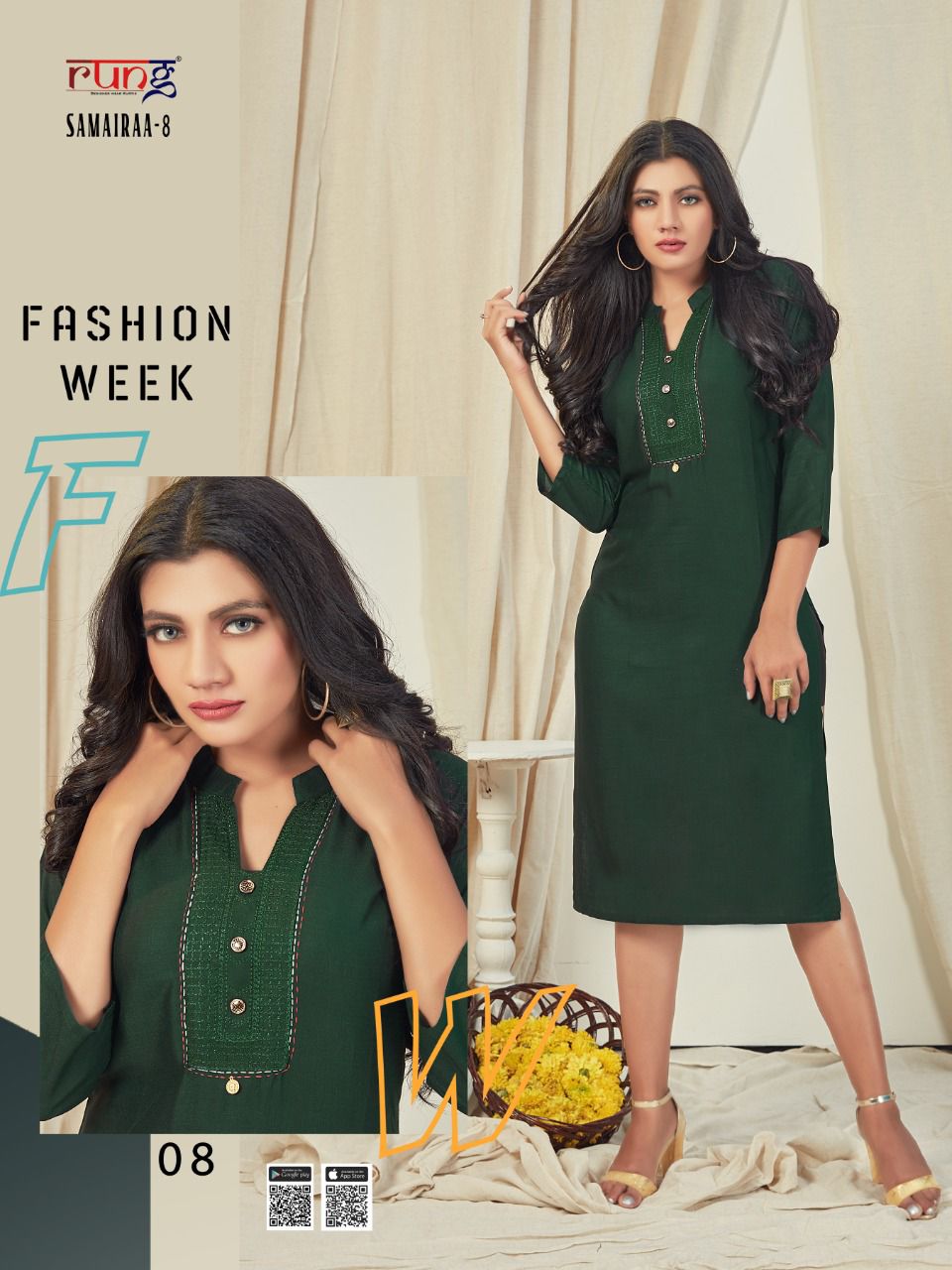 Rung Samairaa 8 Fancy Ethnic Wear Rayon Designer Kurti Collection